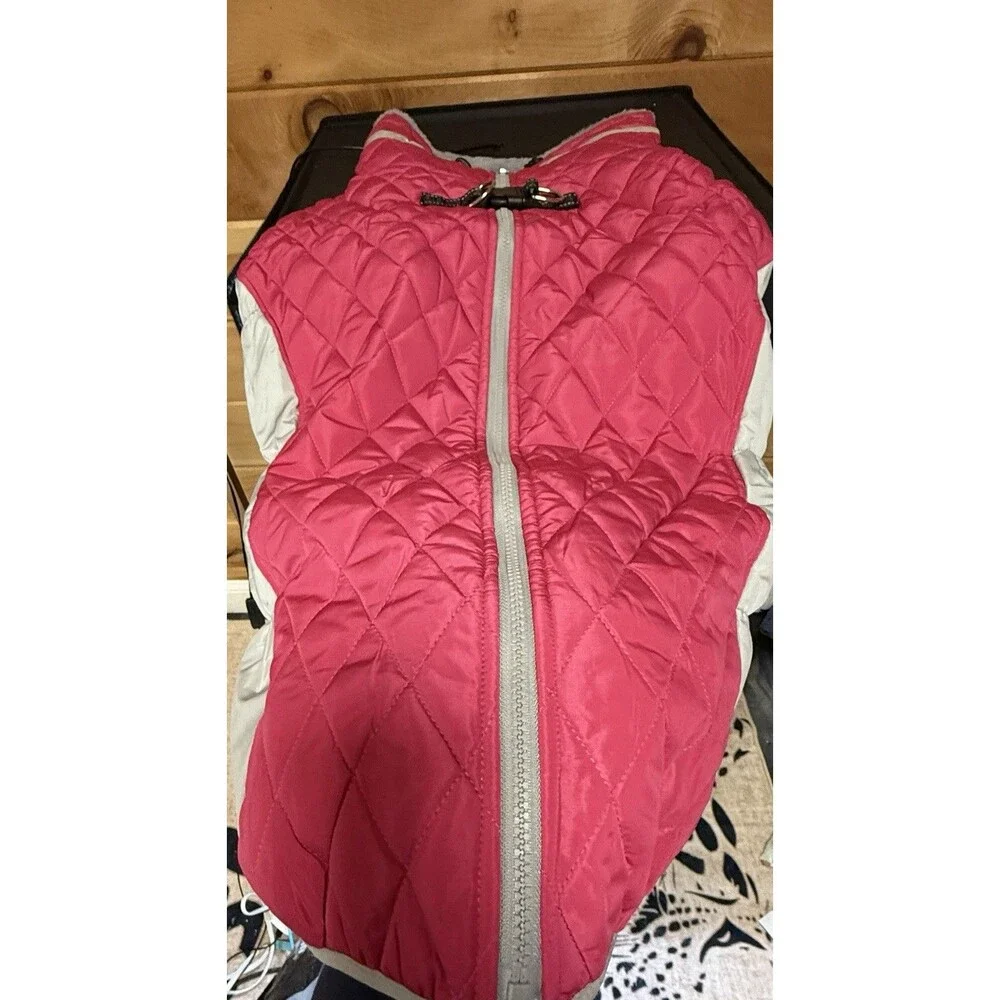 Quilted Windproof Dog Jacket Fleece Vest with a built-in harness Size‎ 3X Pink